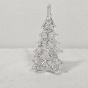 Vintage Silvestri Clear Opalescent Crystal Art Glass Christmas Tree Figure. Rare